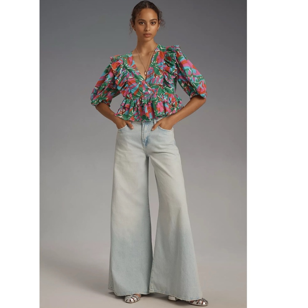 NEW NWT Rhode Elodie Floral Print Ruffle Blouse Top Anthropologie - Picture 2 of 8